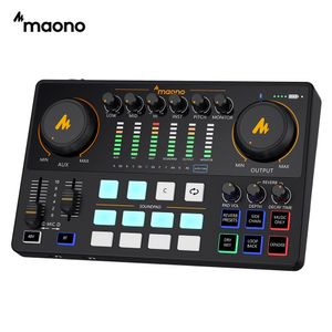 Microphones Maono Audio Interface DJ Mixer All In One Portable Podcast Studio для записи набор звуковой карты в прямом эфире гитары 230518