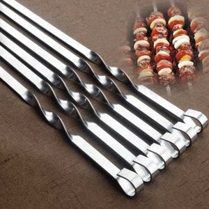 Other Garden Supplies Holaroom 6pcs Set Barbecue Meat String Skewers Chunks Of Meat Stainless Steel churrasqueira Roast Stick For BBQ Outdoor Picnic G230519