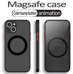 Чувствительная кожа скруб -магсаф прозрачные корпуса магнитная беспроводная зарядка для iPhone 14 12 11 13 Pro Max Mini XR XS 7 8 Plus