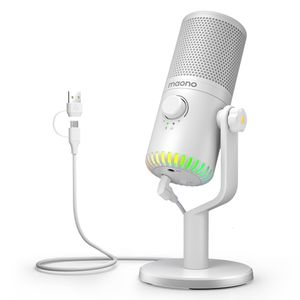 Mikrofonlar Maono USBTYPEC Oyun Mikrofonu Telefon PC için Nefes Işığı Sıfır Gecikme İzleme mikrofon Podcasting akışı DM30 230518