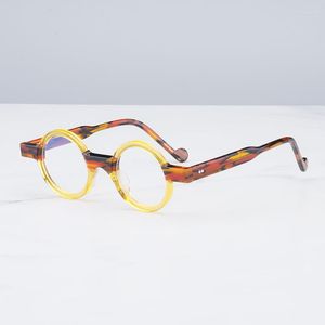 Montature per occhiali da sole Designer Brand Vintage Round Clear Yellow Glasses Frame per uomo Patchwork Style Acetato ad alta densità Mopyia Occhiali da vista