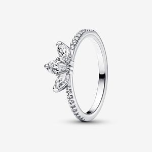Anel de cluster de herbário espumante para Pandora autêntica Sterling Silver Rings Wedding Jewellery para mulheres Crystal Diamond Wedding Ring com caixa original