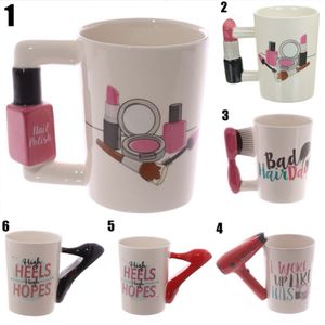 Tumblers Yaratıcı Seramik Kupalar Kız Araçları Güzellik Kiti Specials Oje Tutamak Çay Kahve Kupası Kadınlar İçin Kişiselleştirilmiş Hediye 230520