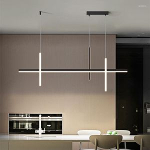 Люстры 2023 Современная светодиодная люстра для столовой кухня живая спальня потолочная подвесная подвесная фонарь Простые линии дизайн свет