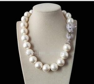 Ожерелья, подлинная распродажа, огромные 14 мм из натуральной белой ракушки Южного моря, жемчужные круглые бусины, ожерелье, ювелирные изделия, бусины 925, свадебный женский подарок