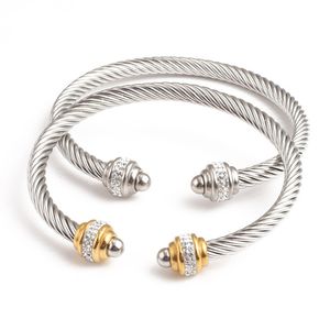 Оптовая продажа дизайн стальной проволоки браслет стальной шарик браслет C-образный инкрустированный циркон стальной браслет