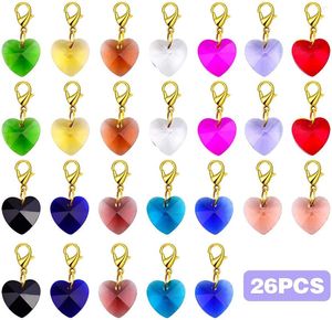 Takılar Charms 26pcs Renkli kalp klipon kristal sallangısı ile ıstakoz toka dikiş işaretleyici kolye tığ işi takı yapımı