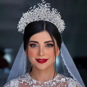 Aksesuarlar Güzel Düğün Aksesuar Kraliyet Taç Gümüş Kaplama Gül Altın Partisi El Yapımı Klasik Stil Abartılı Lüks Prenses Kafa Bandı