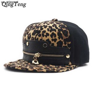 Шарики запускают желоба 2021 мужчина хип -хоп модный кепка леопарда печати на Zipper Custom Snapback Шляпы дешевые летние солнце