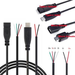 Aydınlatma Aksesuarları Diğer Mikro USB 2.0 Bir kadın erkek jak güç kaynağı uzatma kablosu 4 pin 2 kablolar DIY Veri Hattı Şarj Kablosu Tip-C WI