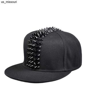 Caps de bola que executam rampa de pico masculino de pico masculino Rivet Baseball Caps Men Hiphop punk rock chapéus de snapback j230520