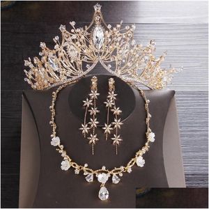 Brincos de colar de colar barroco vintage cristal neve shiestal shiestone tiara coroa garanhão africano jóias gota de dhgarden dhlwt