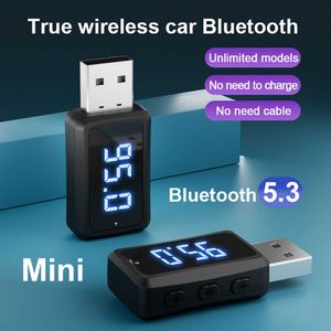 Araba mini Bluetooth 5.3 USB FM Verici Alıcı LED Ekran Handfree Arama Kiti Araba Kiti Otomatik Kablosuz Ses FM Radyo için