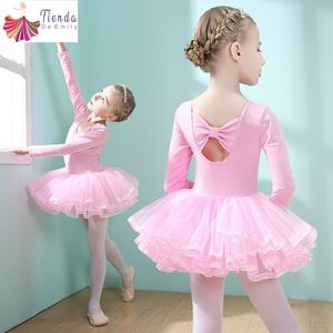 Dancewear Girls Ballet Dress Children's Training Skirt Kids Costume Leotard For Gymnastics Tutu Classical Dance Clothes Short Long Sleeve 230520