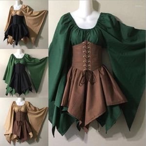 Casual Dresses 2023 Party Europe And The United States Long-sleeved Women's Renaissance Medieval Dress Costume Cosplay Plus Size