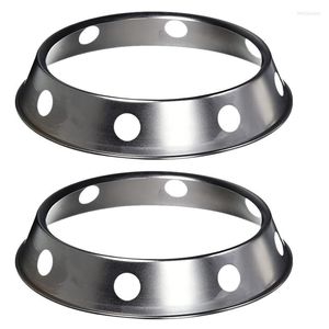 Kancalar 2pcs Paslanmaz Çelik Wok Ring Metalik Yuvarlak Alt Raf 10.43x11.8inch Gaz Sobası Fry Tavalar için Evrensel Boy İnç