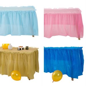 Table Skirt 1pc Disposable BPA Free Plastic Tableskirt Reusable Rectangular Tablecloth Birthday Banquet Party 230520