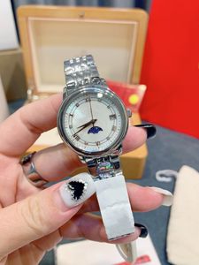 2023 serie di orologi da donna Star Moon Phase Watch con cassa in acciaio pregiato del diametro di 33 mm, con cinturino in acciaio pregiato 316, molto comodo da indossare.