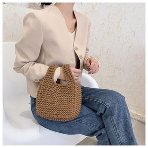 Bolsas de noite bolsa de pulso japonês lã feminina de lã feminina tecido diy gancho tricô