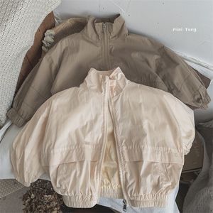 Yağmur Dişli Ceketleri Dış Giyim Tam Kollu Fermuar Pamuklu Basit Temiz Kırüş Koreli Katı Yumuşak Konforlu Tasarlanabilir Çocuklar Unisex 230520