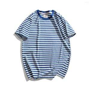 Erkek Tişörtler Erkek Kadın Amikaki Vintage Gevşek Kısa Kollu T-Shirt Çift Sailor's Stripe Shirt Baba Anne Çocuk Giyim