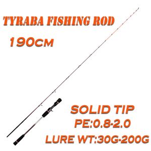 Tekne Balıkçılık Çubukları Tyrabafishingrod Dökme çubuk direği 1 9m cazibesi WT 200g Katı Uç Spiral Halka Kılavuz Sistemi Tai Kauçuk 230520