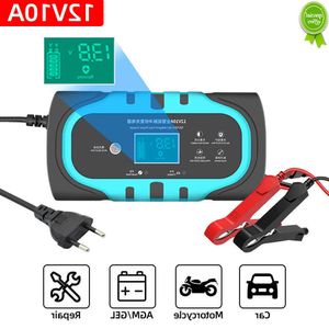 Car New 12V 10A Car Battery Charger Auto Smart Battery Charger with LCD Touch Screen Display Pulse Repair Chargers Wet Dry Lead Acid