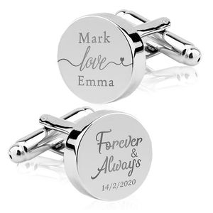 Men's Engraved Initial Stainless Steel Cufflinks, Minimalist Sleeve Buttons for Wedding, Trendy Thin Frame Party Cuff Links