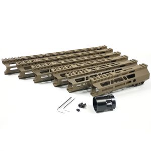 10/12/13.5/15 Inch Lightweight Aluminum M-LOK Handguards with Chamfered Edges for .223/5.56 Rifles, FDE Color