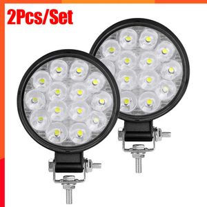 Yeni 2/1pcs LED İş Işık Mini Yuvarlak Spot Işık Kamyon Kapalı Led Işıklar Bar SUV 42W LED Işık Gece Sürüş Aydınlatma Sis Lambası