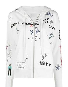 23ss Zadig Voltaire Designer Whothirt Fashion New Fleece Zipper Cardigan Письмо с рисунком с печать