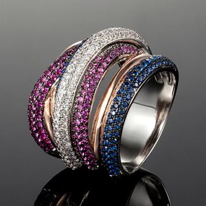 Anéis Zlxgirl joias de marca de luxo colorido pave zircônia cobre anel de casamento joias femininas e masculinas melhores anéis de casal
