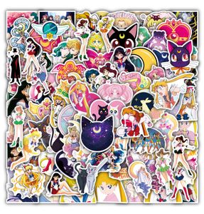 Sailor Film Moon Stickers 100pcs Su geçirmez karikatür anime çıkartma seti kızlar hediye not defteri gitar dizüstü bilgisayar su şişesi yamaları 2 grup karışım