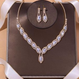 Серьги ожерелья набор 2023 прибытие роскошное маркиза золото серебряный цвет свадьба для женщин -юбилей подарки