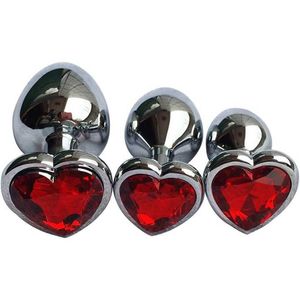 Fabrika çıkış parçası lüks metal oyuncak kalp şeklindeki eğitmen mücevher popo kiti yetişkin fiş kadın ve erkek cinsel hediyeleri acemi çiftler öğeleri kırmızı