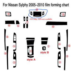 Nissan Sylphy için Bluebird G11 İç Merkez Kontrol Paneli Kapı Tutucu Karbon Fiber Sticker Çıkartmaları Araba Stil Accessorie