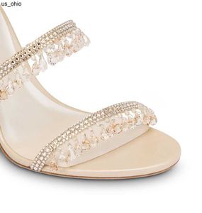 Сандалии R Caovilla Свадебное платье Сандаль Женщины на высоких каблуках обувь романтическая леди -люстра обнаженная шпиора