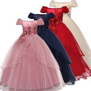 Kızlar Elbiseler Çocuk Gelinlik Kızlar İçin Zarif Çiçek Prenses Uzun Elbise Kız Bebek Noel Elbise Vestidos Infantil Boyutu 6 12 14 Yıl 230520