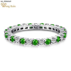 Anéis de banda Wong Rain Vintage 100 925 Sterling Silver Emerald High Carbon Diamond Gemstone noivado de noivado de casamento de jóias finas atacado J230522