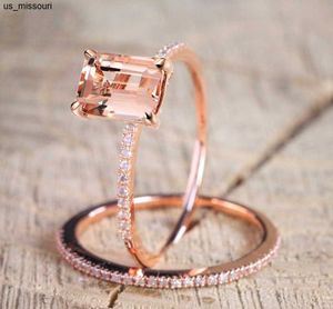 Кольца Band Rings Женский квадратный кольцо роскошный 18 -километровый розовый золотой кольцо винтажные обручальные кольца обручальные кольца для женщин J230522