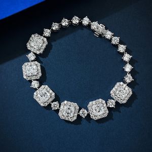 Очаровательный браслет из муассанита с бриллиантами, 100% настоящий браслет из стерлингового серебра, свадебные браслеты для женщин, свадебные украшения для помолвки