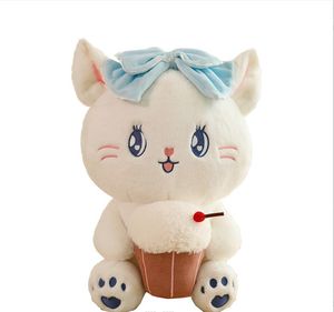 25cm moda şirin kedi dondurma beyaz peluş oyuncak kawaii pp pamuk doldurulmuş peluş peluş uyku yastık festivali hediye bebek oyuncaklar