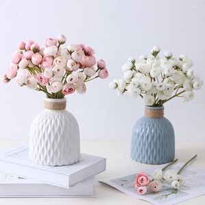 Dekoratif çiçek yapay yeşil bitkiler pembe beyaz çay gül yanlış çiçek paulownia imparatoriçe ağacı bonsai