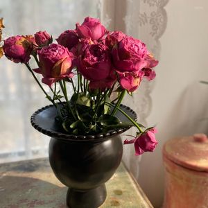 Vazolar Moda Marka Oturma Odası Giriş Düzeni Yüksek Derece Buzlu Vintage Seramik Süs Çiçek Şişesi Konteyner