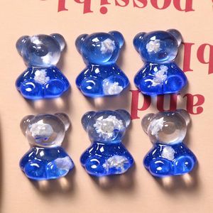 Kristal Fantezi Yıldızlı Gökyüzü Desen Baskı 40pcs/Lot Hayvan Karikatür Ayı ŞEKİL DOĞRU BAĞLI RESİNİ Cabochon Boncuklar Diy Takı Küpe Aksesuar