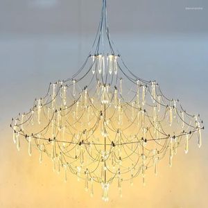 Chandeliers Modern Crystal Led Chandelier For Living Dining Room Foldable Duple Ceiling Lighting Villa LOFT Kitchen Decor Lustre