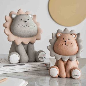 Новые фигурки Lion Box Cartoon Cute Creative Coin Bank Childing Piggy Bank Детский сад очаровательный подарок сэкономить ящик для животных домашние фигурки G230523