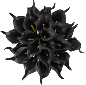 Декоративные цветы 22pcs 13,4 дюйма Black Lataex Real Touch Artificial Calla Lily для домашнего декора весны