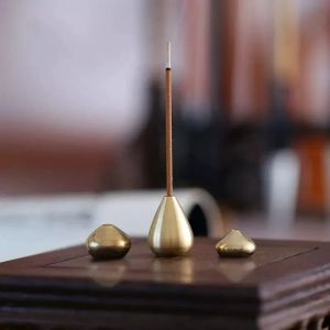 Portable Incense Burner Lamps Multi Purpose Water Drop Shape Brass Incense Holder Home Office Teahouse Zen Buddhist Supplies