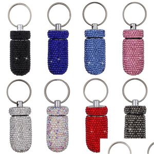 Клайки Lanyards Diamond Small Medicine Bottle Portable Водонепроницаемые алюминиевые сплавовые сплав